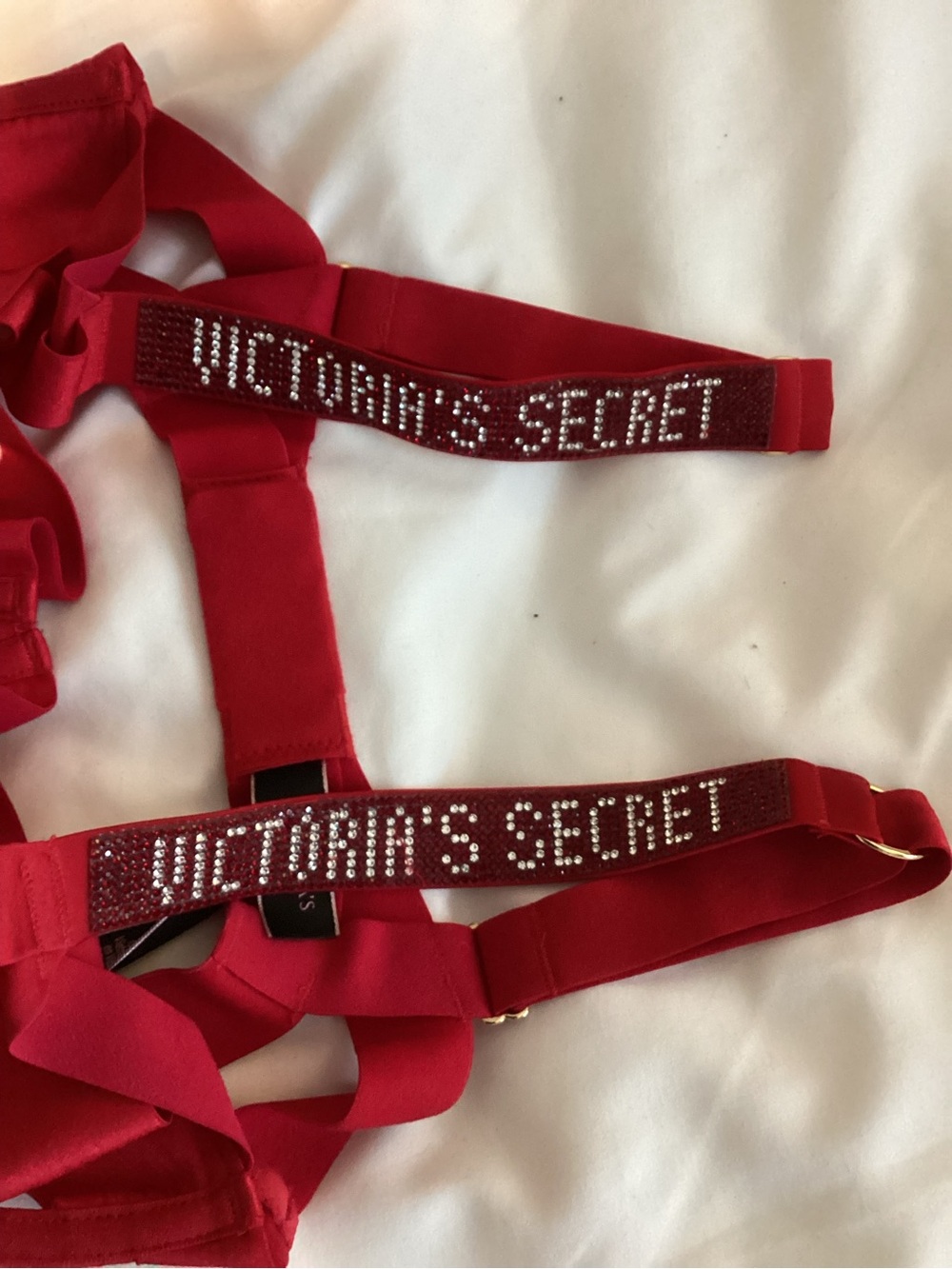 Victoria's Secret Red Bra with Crystal Logo Straps